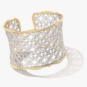Kendra Scott Candice Silver W/Gold Edge Cuff Filagree Bracelet NWOT